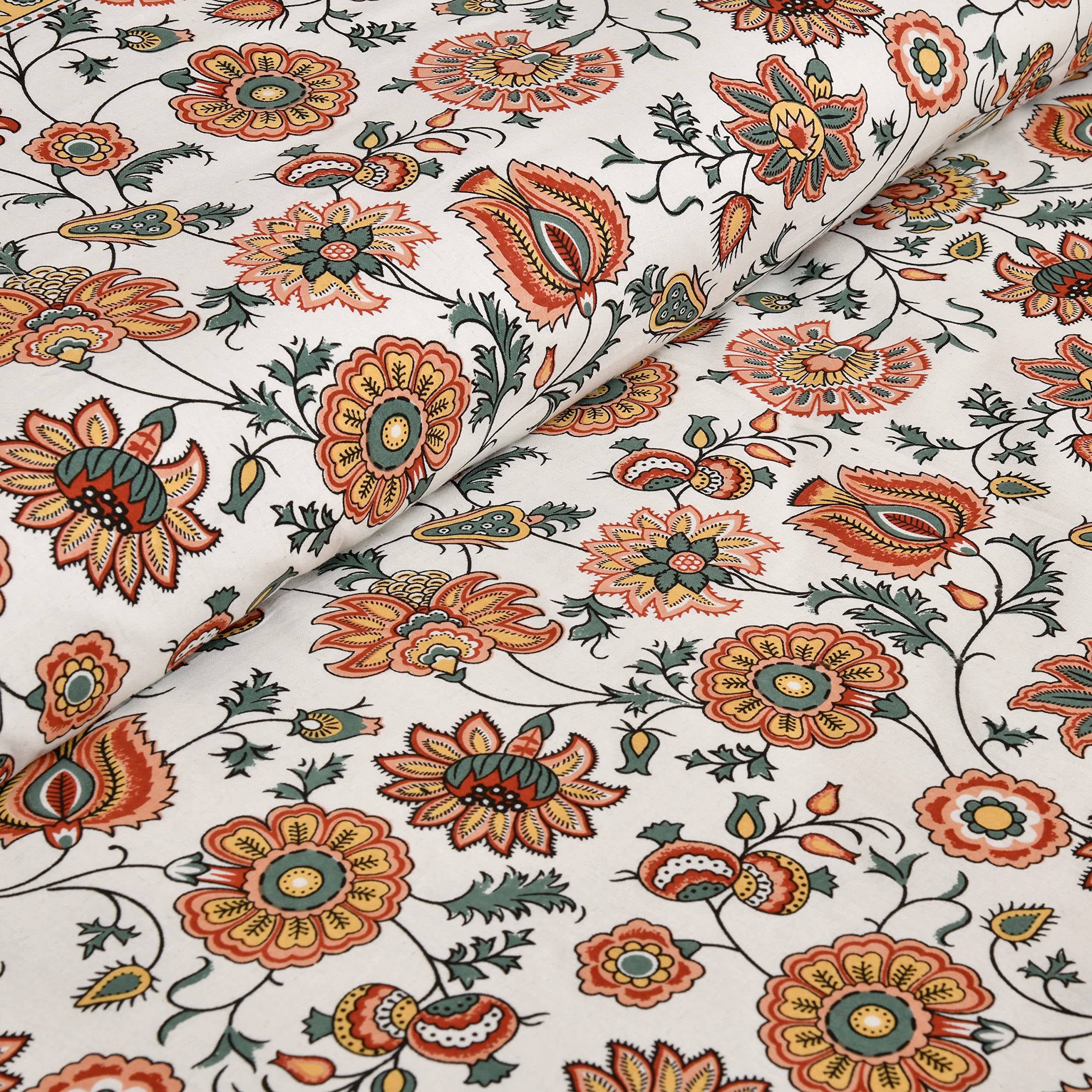 JaipurFabric Fancy Floral Sunflower Cotton Double Bedsheet 2 Pillow Cover 1 Sheet (Colour:- Red-Green)