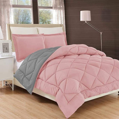 Relaxfeel Solid Double Comforter for  Heavy Winter  (Poly Cotton, peach&grey)