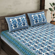 JaipurFabric® Ikat Blue Super King Size 10 Feet Wide Premium Cotton Bed Sheet