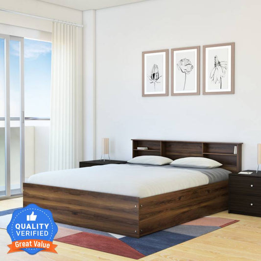 Flipkart Perfect Homes Opus Engineered Wood King Box Bed  (Finish Color - Almond Walnut, Delivery Condition - Knock Down)