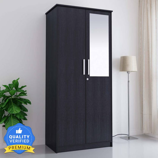 Flipkart Perfect Homes Julian Engineered Wood 2 Door Wardrobe  (Finish Color - American Espresso, Mirror Included, Knock Down)