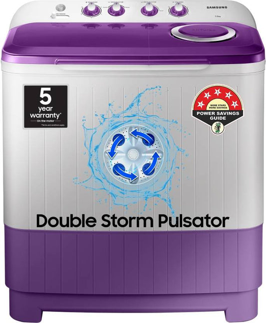 SAMSUNG 7 kg 5 star, Air Turbo Drying Semi Automatic Top Load Washing Machine Grey, Purple  (WT70M3000UU/TL)