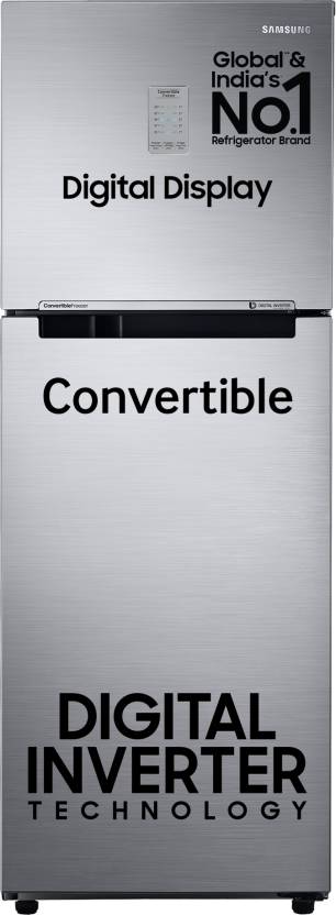 SAMSUNG 236 L Frost Free Double Door 3 Star Convertible Refrigerator  with Digital Inverter and Display  (Elegant Inox, RT28C3733S8/HL)