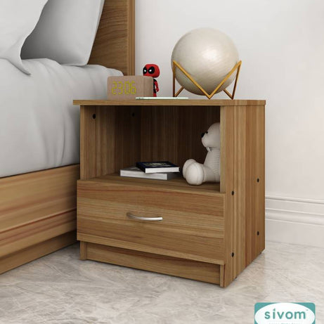 SIVOM Lita Multipurpose Side Table Engineered Wood Bedside Table  (Finish Color - Lyon Teak, Knock Down)