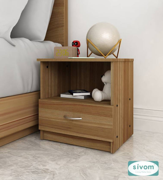 SIVOM Lita Multipurpose Side Table Engineered Wood Bedside Table  (Finish Color - Lyon Teak, Knock Down)