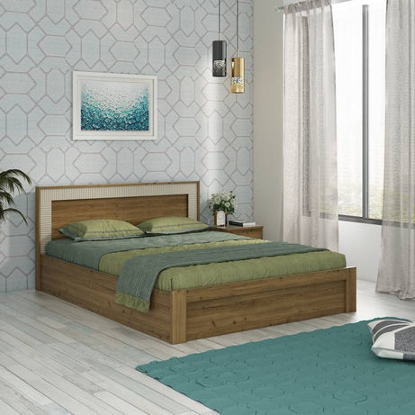 SPACEWOOD VERVE Engineered Wood Queen Box Bed  (Finish Color - CLASSIC OAK, Delivery Condition - Knock Down)