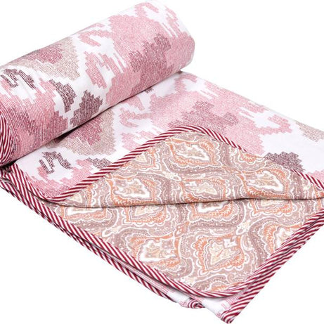 CHICERY Printed Single Dohar for  AC Room  (Cotton, pink flower)