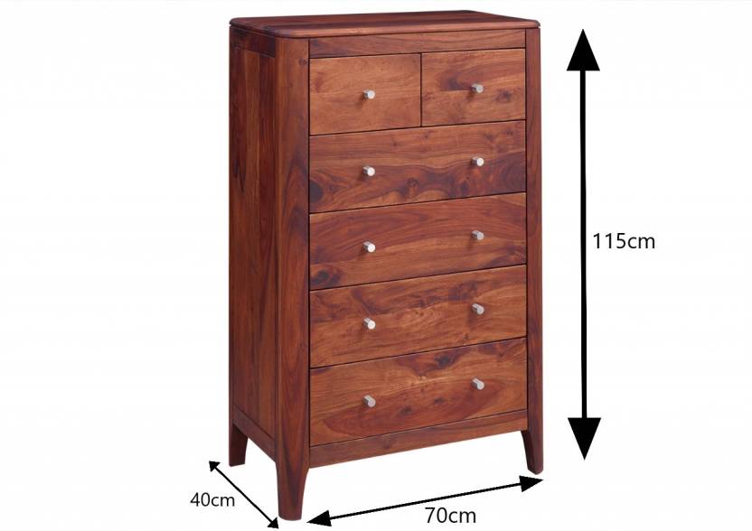 Wopno Furniture Pure Sheesham Chest of Drawer for Bedroom|Storage Dresser with 6 Drawers Storage Solid Wood Free Standing Chest of Drawers  (Finish Color - Honey Oak, Pre-assembled)